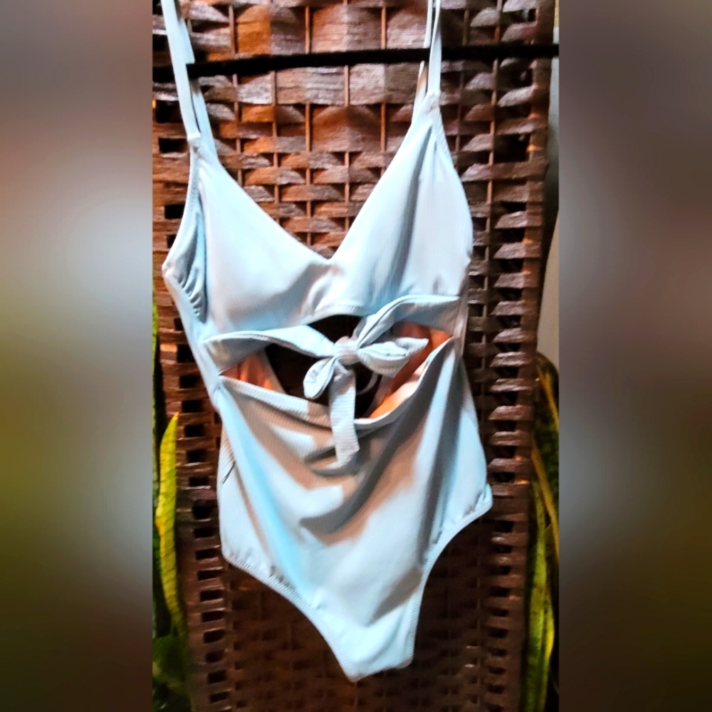 NWT ADJUSTABLE PADDED MONOKINI SLIMMING STRIPE BATHING SWIM SUIT